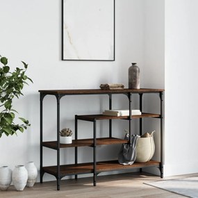 barna tölgyszínű tálalóasztal polcokkal 100 x 35 x 75 cm