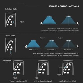 LED Szolár utcai lámpa érzékelővel LED/7,5W/3,2V 6500K IP65 + távirányító