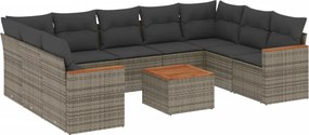 vidaXL 10 részes szürke polyrattan kerti ülőgarnitúra párnákkal