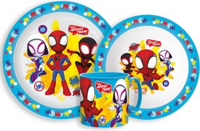 Pókember Spidey Team étkészlet, micro műanyag szett bögrével 265 ml