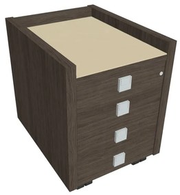 Verno mobil konténer 47 x 60 cm üveggel, 4 fiók, antracit tölgy / vanília