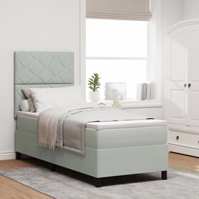 Boxspring Ágy Matrac Fény Szürke 80x200 cm Bársony