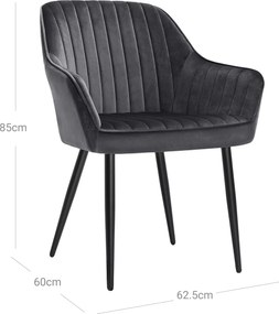 étkezőszék, bársony kárpitozott szék kartámasszal, szürke