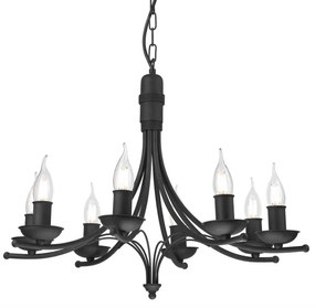 Csillár láncon LUCY 8xE14/60W/230V fekete