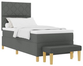 Box Spring Ágy Matraccal &amp; Pad Sötétszürke 90x200 cm Szövet