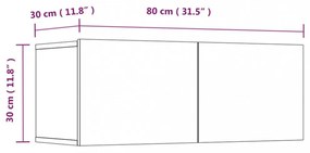 2 db fekete szerelt fa TV-szekrény 80 x 30 x 30 cm