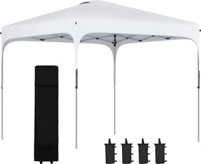 Outsunny Pop-Up Összecsukható Sátor 2.5x2.5x2.68 m Kerti Napernyő UV 50+ Állítható Magassággal 4 Homokzsákkal és Hordtáskával Kempingezéshez, Bulikhoz