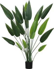 HOMCOM Mesterséges Zöld Bird of Paradise Növény 20 Levéllel, 140 cm, Dekoratív Műnövény Vázzal és Mohával | Aosom