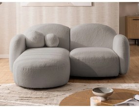 Szürke buklé sarokkanapé (bal oldali-heverő résszel) Orbit – Ropez