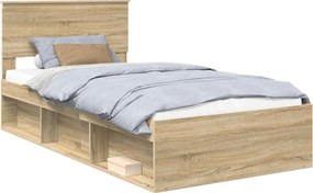 vidaXL Ágykeret fejtámlával Sonoma 100 x 200 cm Tömör fenyőfa