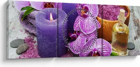 Orchideák és gyertyák képe (órával) (90x30 cm)