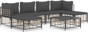 vidaXL 7 részes antracitszürke polyrattan kerti ülőgarnitúra párnákkal