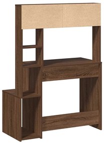 barna tölgy szerelt fa íróasztal polcokkal 100x45x140 cm