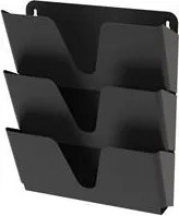 Prospektustartó, fém, fali, fekvő, A4, 3 rekesz, ALBA, fekete (BAP33)