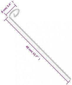 20 db sötétzöld acél kerti növénykaró 40 cm