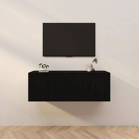 2 db fekete falra szerelhető TV-szekrény 57 x 34,5 x 40 cm