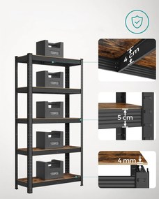 Fém polcos állvány TAYLOR 5 polc 150x75 cm