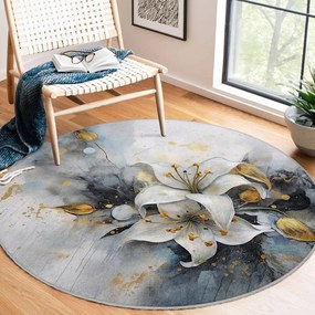 Kék-szürke mosható kerek szőnyeg ø 80 cm Golden Lilly – Mila Home