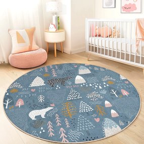 Kék mosható gyerek szőnyeg ø150 cm Forest Land – Mila Home