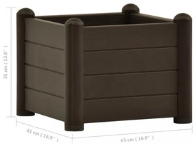 kávébarna kerti PP magaságyás 43 x 43 x 35 cm