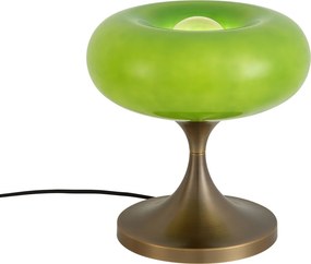 Retro asztali lámpa sötét bronz zöld üveg búrával 31 cm - Glaze