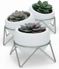 Kerámia kaspó fehér-ezüst lábakon nappali dekoráció Potsy 3