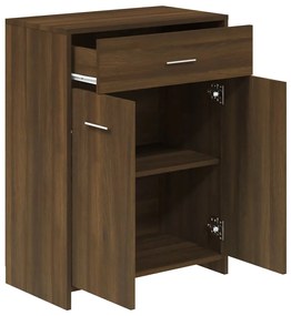 barna tölgy színű szerelt fa fürdőszobaszekrény 60x33x80 cm