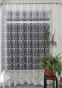 Mg Függöny 40912 hímzőháló Fehér 300x250 szalaggal