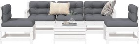 vidaXL 6 részes fehér tömör fenyőfa kerti kanapészett