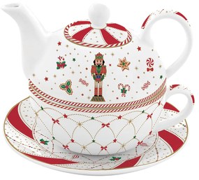 Karácsonyi porcelán egyszemélyes teáskészlet Nutcracker Twist