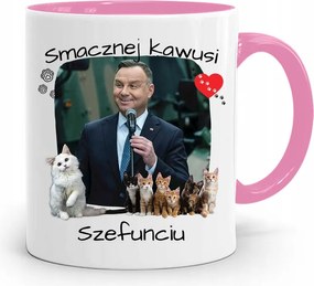 Andrzej Duda Pis Rózsaszín Elnöki Bögre fényképes nyomattal