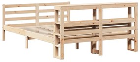 tömör fenyőfa ágykeret fejtámlával 140 x 190 cm