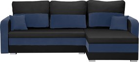 KOROS Kinyitható sarokkanapé Fekete/sötétkék