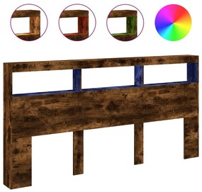 füstös tölgy színű áthidalószekrény LED-ekkel 200 x 17 x 102 cm