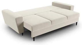 Bézs bársony kinyitható tárolóhelyes kanapé 235 cm Kyoto – Cosmopolitan Design