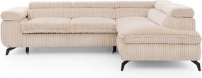 Bézs kordbársony sarokkanapé (jobb oldali-L alakú) Marbeya – Ropez
