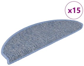 15 db szizál hatású kék öntapadó lépcsőszőnyeg 65x21x4 cm
