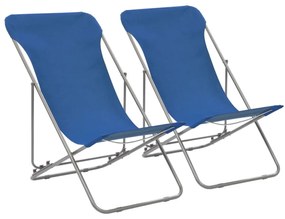 2 db kék acél/oxford szövet összecsukható strandszék