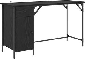 vidaXL Számítógépes asztal Fekete tölgy 131 x 48 x 75 cm Faanyag