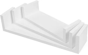 Fali polc 3 db-os szett, 30/35/40 cm, magasfényű fehér