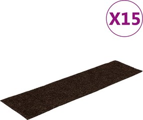 vidaXL öntapadós lépcsőszőnyegek 15 db 76 x 20 cm barna téglalap alakú