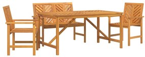 vidaXL Kert étkező szett 4 pcs Barna Tömör Akácfa