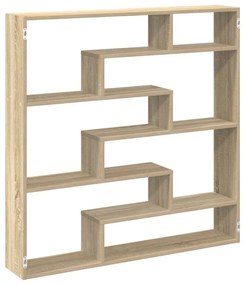 sonoma tölgyszínű szerelt fa fali kockapolc 7 rekeszes színű