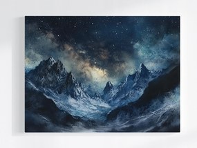 Vászonkép Canvas Kilátás Tájkép Hegyek Csúcsok Tél Ég Csillagok 100x75