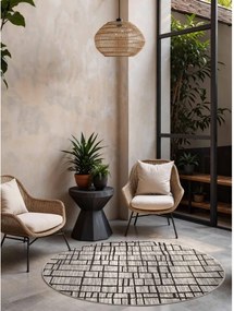 Fekete-krémszínű kerek kültéri-beltéri szőnyeg ø 160 cm Haringey Crouch – Ted Baker