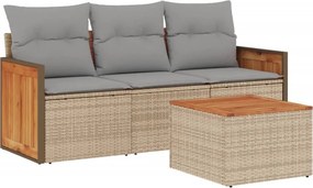 vidaXL 4 részes bézs polyrattan kerti ülőgarnitúra párnákkal