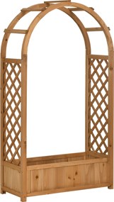 Outsunny Íves Virágtartó Trellis Ívvel - Támogatás Mászó Növényekhez - Rács Virágdíszítés Kert Teraszon, Erkélyen 83x36x152 cm Természetes | Aosom