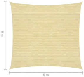bézs HDPE napvitorla 160 g/m² 6 x 6 m