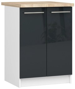 Alsó konyhaszekrény Ozara S60 2D (fehér + fényes grafit). Akció -15%. 1071113