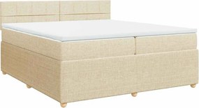 vidaXL krémszínű szövet rugós ágy matraccal 200 x 200 cm
